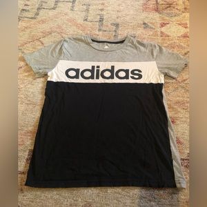 Adidas Boys Short Sleeve T-shirt Black, White & Gray Size Large 10/12